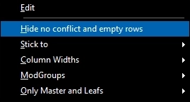 Hide no conflict and empty rows toggle